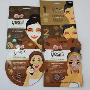 NEW YESto Coconut BUNDLE Paper Mask, Peel-Off Mask, 2-Step Lip Kit Beauty